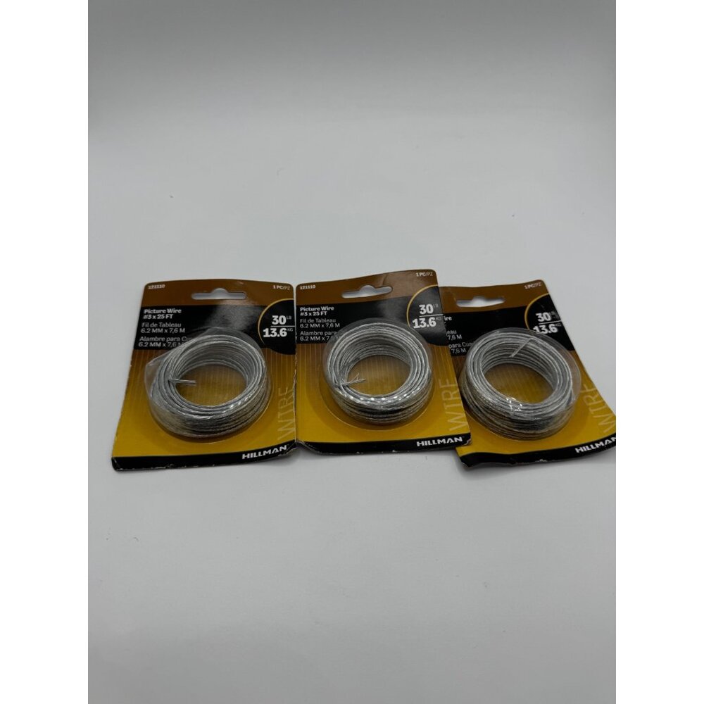 Hillman 3 pack of 121110 Picture Hanging Wire, 30 lb, Galvanized